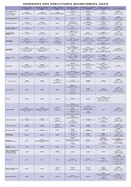 Horaires structures municipales